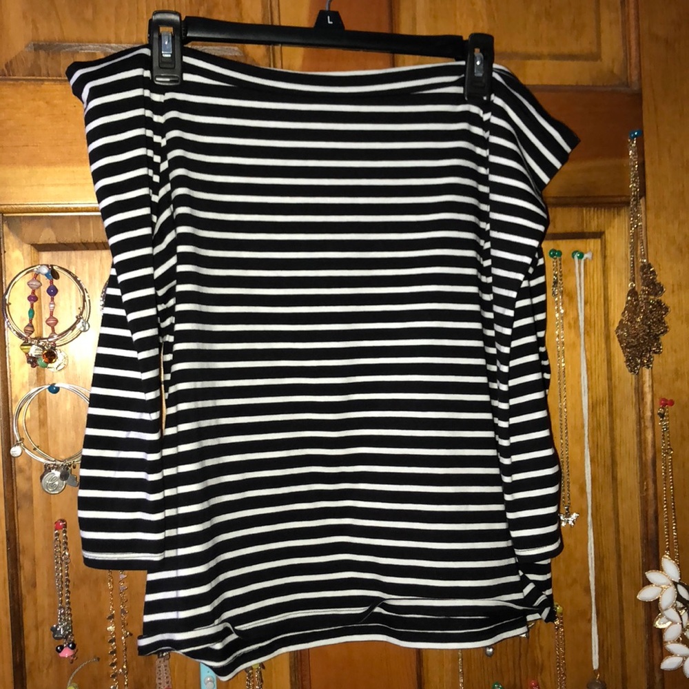 Black and White Striped Top